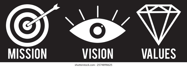 Mission vision values icon design. Organization mission vision values icon design vector. vector illustration isolated on transparent background. eps 10.