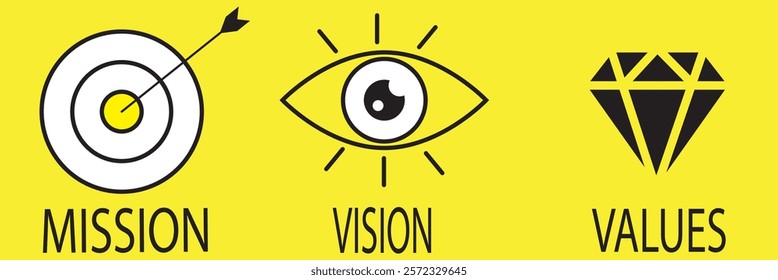 Mission Vision Values icon design.Organization Mission Vision Values icon design vector Colorful. Vector illustration isolated on white background. More Designs. 