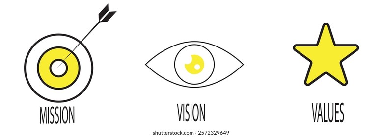 Mission Vision Values icon design.Organization Mission Vision Values icon design vector Colorful. Vector illustration isolated on white background. More Designs. 