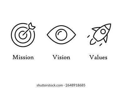 Mission vision values icon design.Organization mission vision values icon design vector. vector illustration isolated on white background.