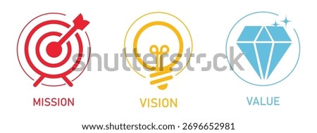 Mission vision values icon design.Organization mission vision values icon design vector. vector illustration isolated on white background.	
