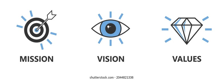 Mission vision values icon. Organization mission vision values icon design vector