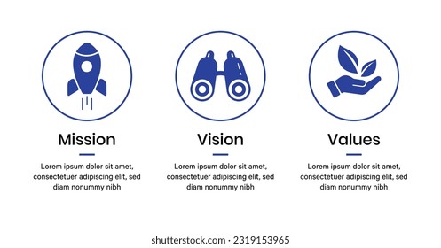 Mission vision values icon. Organization mission vision values icon design vector