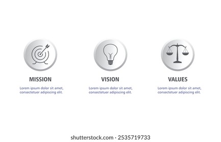 Mission vision values icon. Organization mission vision values icon design vector