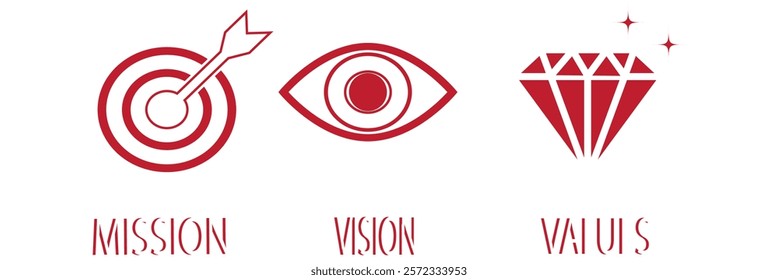 Mission, Vision and Values icon. Organization mission. Success and growth concepts.Colorful Unique designs. EPS10