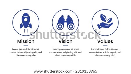 Mission vision values icon. Organization mission vision values icon design vector