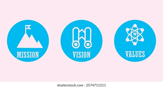 Mission Vision and Values Icon Set with mission statement, vision icon design eps 10 