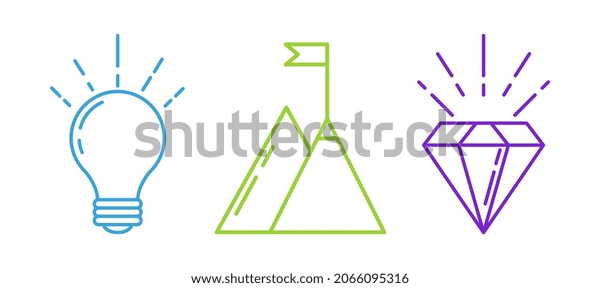 Mission Vision Values Icon Set Stickers Stock Vector (Royalty Free ...