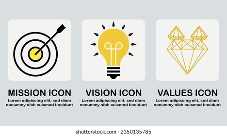 Mission, Vision, Values icon success and growth concepts vector on isolated white background.