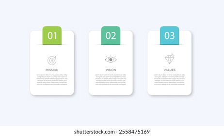Mission, Vision and Values icon . Web page template. Modern flat design. Abstract icon. Purpose business concept EPS10