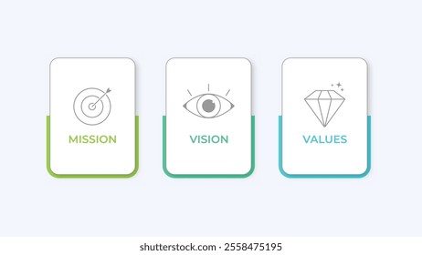 Mission, Vision and Values icon . Web page template. Modern flat design. Abstract icon. Purpose business concept EPS10