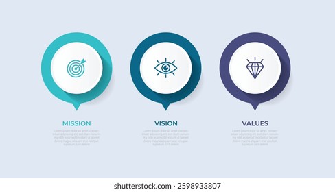 Mission, Vision and Values icon . Web page template. Modern flat design. Abstract icon. Purpose business concept Vector EPS10