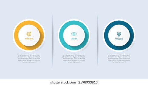 Mission, Vision and Values icon . Web page template. Modern flat design. Abstract icon. Purpose business concept Vector EPS10