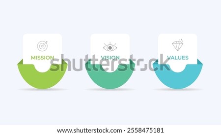 Mission, Vision and Values icon . Web page template. Modern flat design. Abstract icon. Purpose business concept EPS10