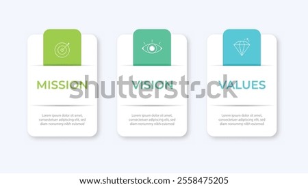 Mission, Vision and Values icon . Web page template. Modern flat design. Abstract icon. Purpose business concept EPS10