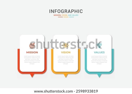 Mission, Vision and Values icon . Web page template. Modern flat design. Abstract icon. Purpose business concept Vector EPS10