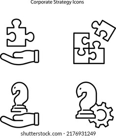 Mission, vision, values icons, business concept of corporate goals, vector line symbol. Company strategy of mission, corporate strategy icons