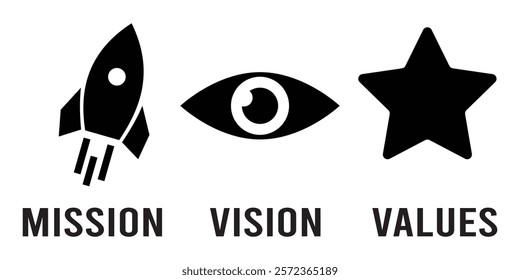 Mission vision values icons. Mission vision values icons vector illustration eps 10.