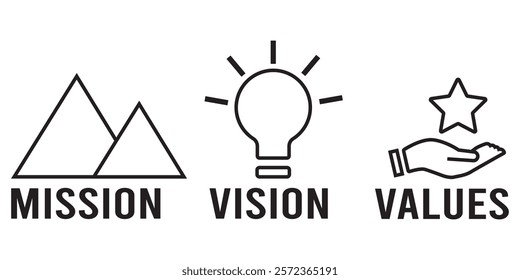 Mission vision values icons. Mission vision values icons vector illustration eps 10.