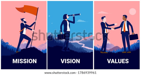 Mission Vision Values Illustration Set Off Stock Vector Royalty Free