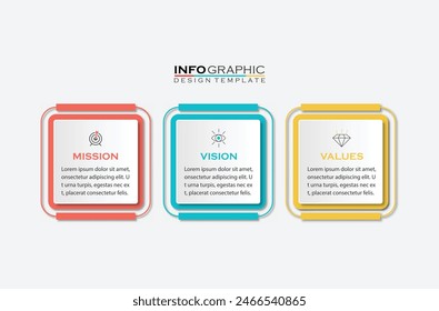 Mission vision and values infographic design template with 3 option