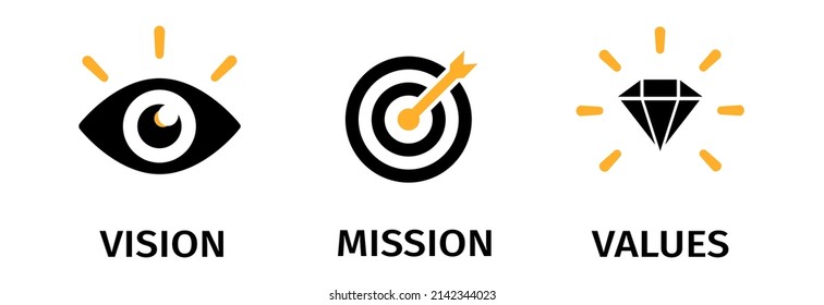 Mission. Vision. Values. Vector illustration for web page template.