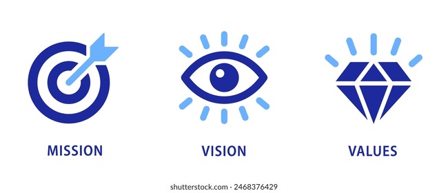 Mission. Vision. Values. Vector illustration for web page template