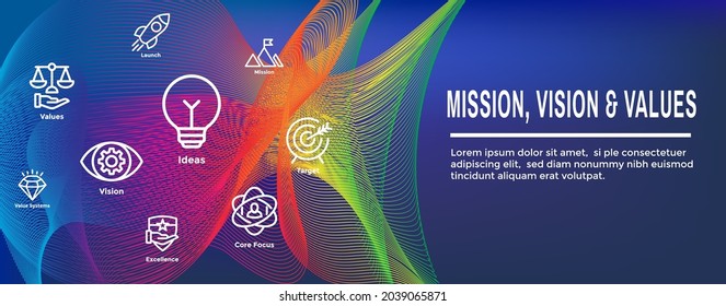 Mission Vision and Values Web Header  Icon Set