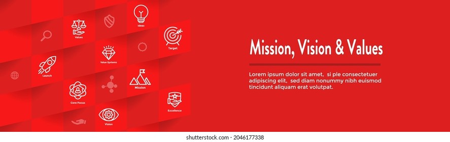 Mission Vision and Values Web Header  Icon Set