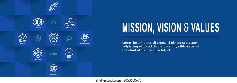 Mission Vision and Values Web Header  Icon Set