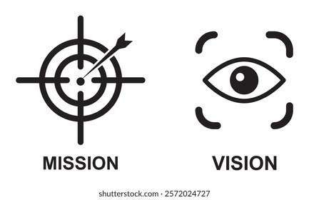  Mission. Vision. Values. Web page template. Modern flat design concept. Purpose business concept. Mission symbol illustration. Success and growth concepts. Business vision presentation