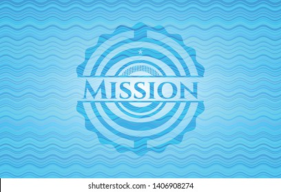 Mission water wave representation badge background. Vector Illustration. Detailed.