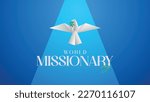 Missionary Day. Vector Illustration of a White Dove Flying With Open Wings and Light. International Day of Peace or religion. Suitable for banners, greeting cards etc