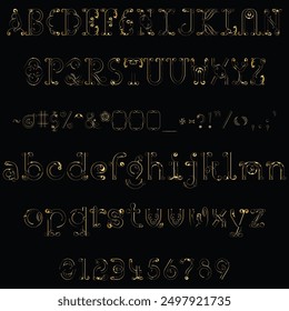 Missionar OT Goldene Schrift, Goldene Großbuchstaben, Kleine Buchstaben, Zahlen