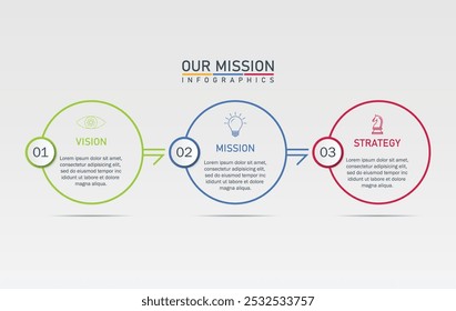 infographische Design-Vorlage mit 3 Schritten.	