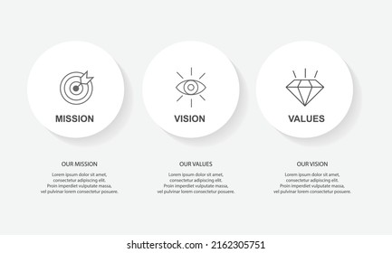 Mission,vision,values,graphic design template.eps 10 on white backgruond