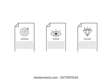 Mission,vision,values,graphic design template.eps 10 on white backgruond