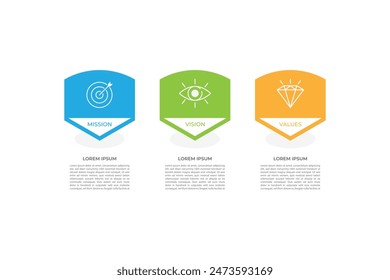 Mission,vision,values,graphic design template.eps 10 on white backgruond