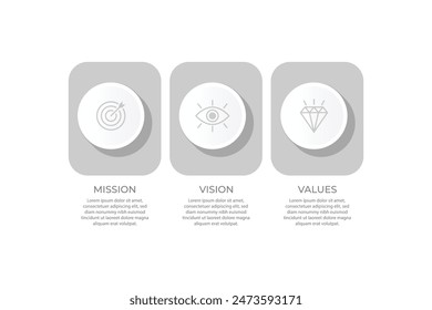 Mission,vision,values,graphic design template.eps 10 on white backgruond