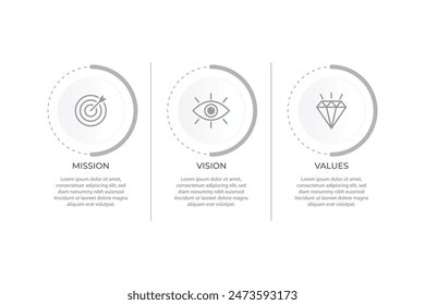 Mission,vision,values,graphic design template.eps 10 on white backgruond