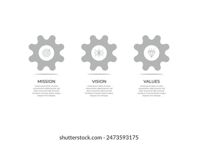 Mission,vision,values,graphic design template.eps 10 on white backgruond