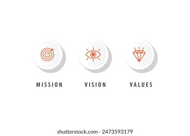 Mission,vision,values,graphic design template.eps 10 on white backgruond