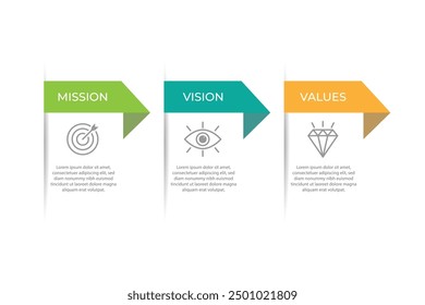 Mission,vision,values,graphic design template.eps 10 on white backgruond