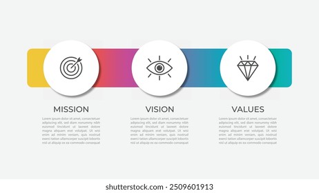 Missão,visão,valores,modelo de design gráfico.eps 10 em fundo branco