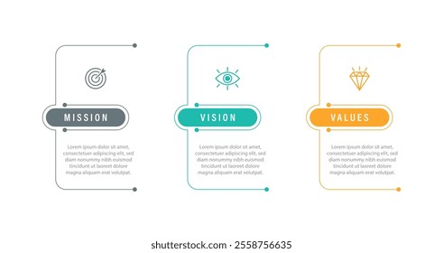 Mission,vision,values,graphic design template.eps 10 on white backgruond