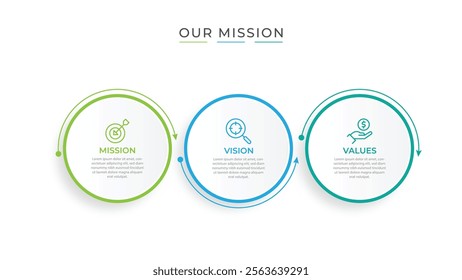 Mission,vision,values,graphic design template.eps 10 on white backgruond