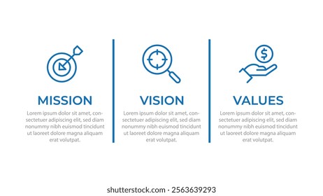 Mission,vision,values,graphic design template.eps 10 on white backgruond