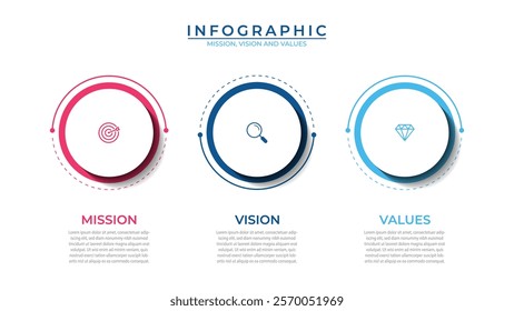 Mission,vision,values,graphic design template.eps 10 on white backgruond