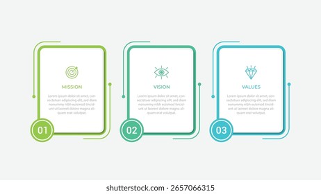 Misión, visión, valores, Plantilla de Diseño gráfico.eps 10 sobre fondo blanco