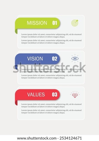 Mission,vision,values,graphic design template.eps 10 on white backgruond